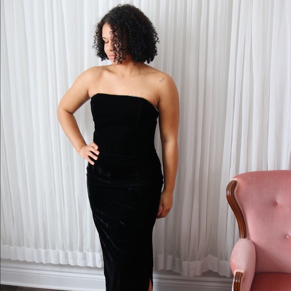 90’s / Y2K Black Velvet Gunne Sax Gown - Picture 3 of 7